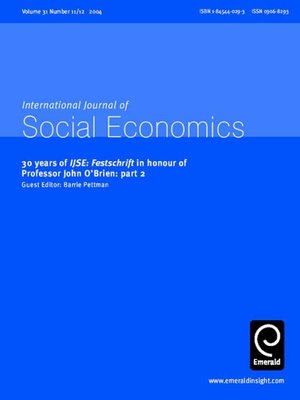 cover image of International Journal of Social Economics, Volume 31, Issue 11 & 12